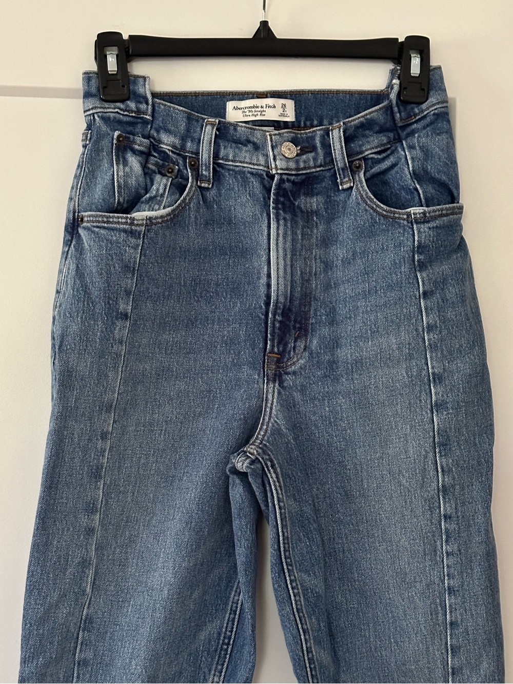 Abercrombie & Fitch Curve Love Jeans Women's 26/2R The 90s Straight Blue Denim